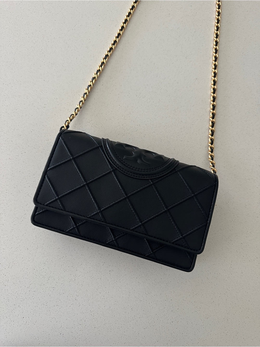 Tory Burch Black Quilted Chain Crossbody Bag